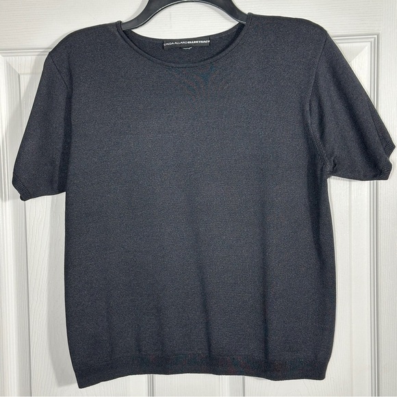 Linda Allard for Ellen Tracy black silk blend s/s top, no size tag, spring - Picture 1 of 7